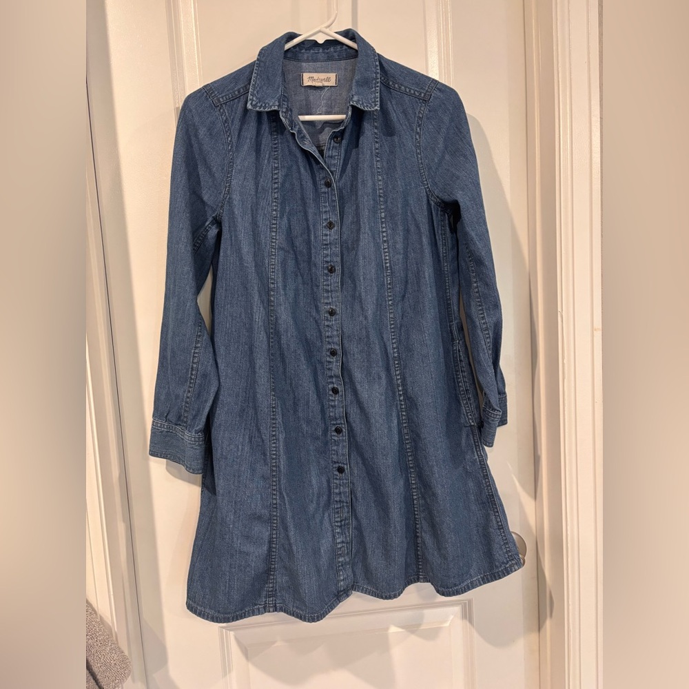 Madewell Blue Long Sleeve Denim Dress
